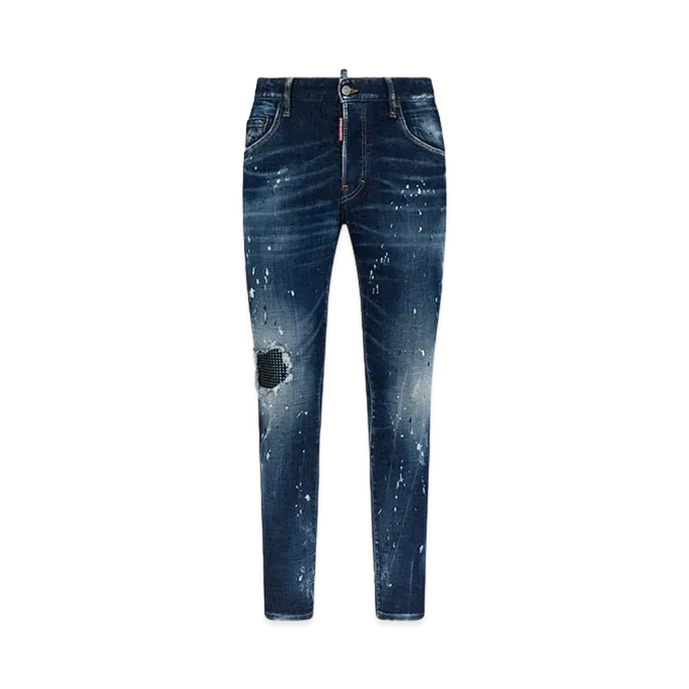 Dsquared2 Blue Sparkle Toppa Wash Skater Jeans "Navy"