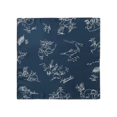 ENGINEERED GARMENTS Neckerchief Silk Animal Print "Navy"