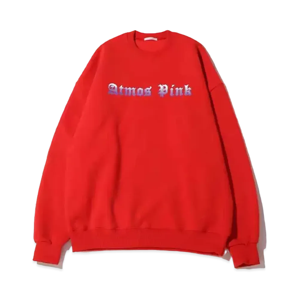 atmos pink Gradient Logo Crew Neck Tops "Red"