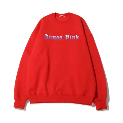 atmos pink Gradient Logo Crew Neck Tops "Red"