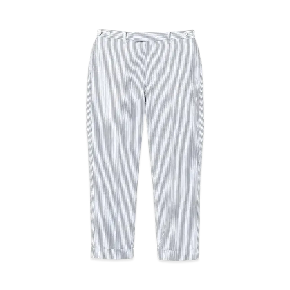 BEAMS IVY Trousers Ankle Cut Seersucker "Blue"