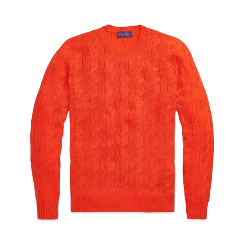 Ralph Lauren Purple Label Cable Knit Cashmere Sweater "Orange"