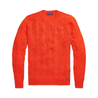 Ralph Lauren Purple Label Cable Knit Cashmere Sweater "Orange"