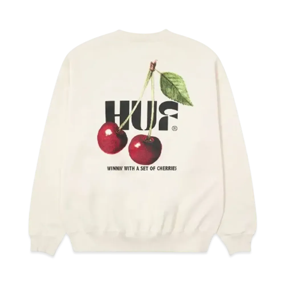 HUF Casino Collection Set Of Cherries Fleece Crew "Natural"