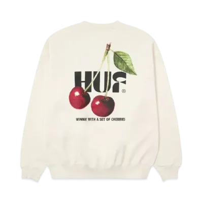 HUF Casino Collection Set Of Cherries Fleece Crew "Natural"
