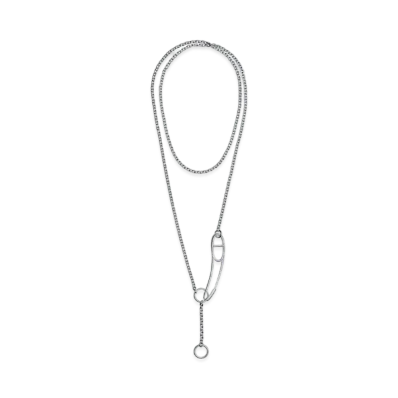 Hermes Chaine D'ancre Punk Long Necklace "Silver"