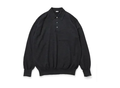 A.PRESSE Wool Knit L/S Polo Shirts "Charcoal"