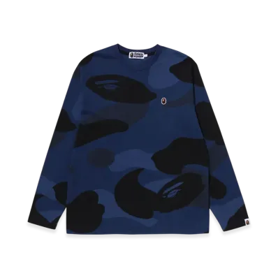 A BATHING APE Mega Color Camo One Point LS Tee "Navy"