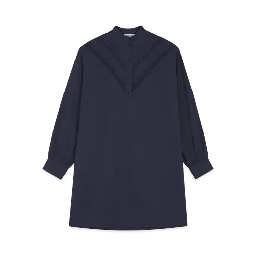 Maison Kitsune Craft Embroidered Shirt Dress "Navy"