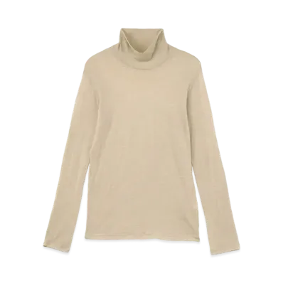Yohji Yamamoto Y's WOOL SILK GAUZE PLAIN STITCH HIGH NECK LONG SLEEVE T "Beige"
