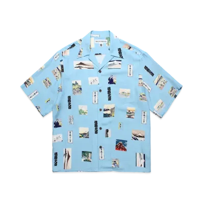 WACKO MARIA x Katsushika Hokusai Hawaiian Shirt "Light Blue"