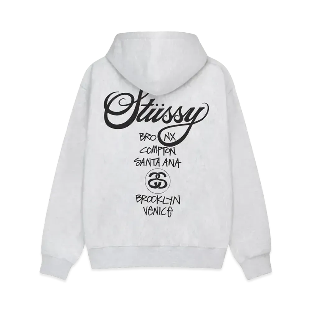 Stussy World Tour Zip Hoodie "Ash Heather"