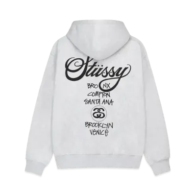 Stussy World Tour Zip Hoodie "Ash Heather"