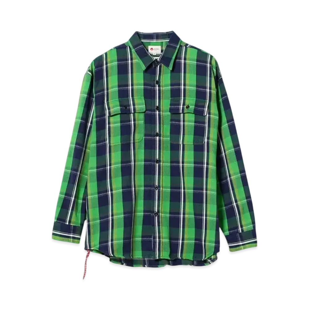 BEAMS Loose-Fit Checked Shirt "Green"