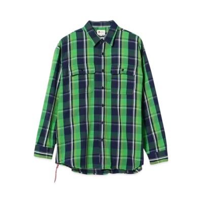 BEAMS Loose-Fit Checked Shirt "Green"