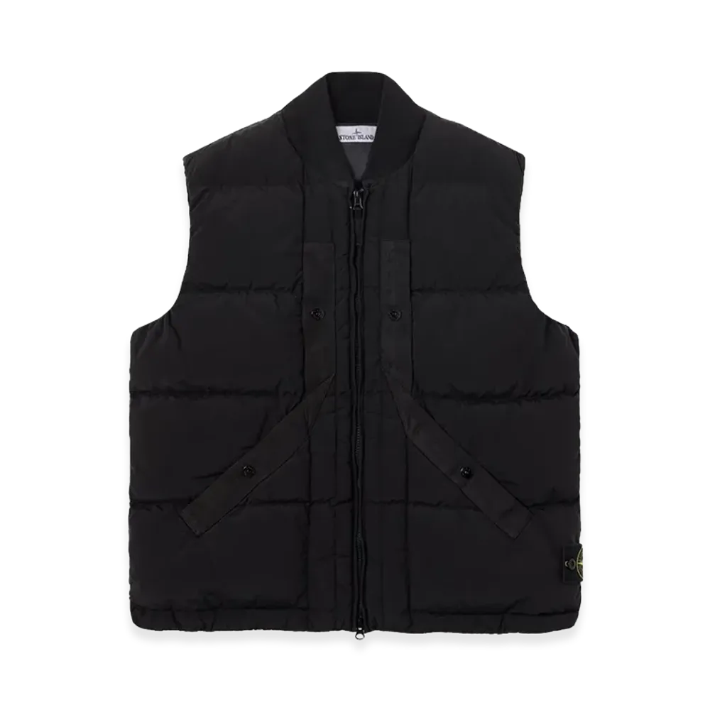 Stone Island Down Vest with Bomber Collar "Black"