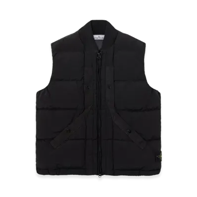 Stone Island Down Vest with Bomber Collar "Black"
