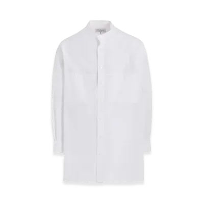 Yohji Yamamoto POUR HOMME Chain Stitch Broad No Collar Blouse "White"