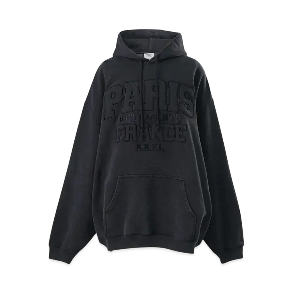 VETEMENTS Paris XXXL Hoodie "Washed Black" UA65HD550B