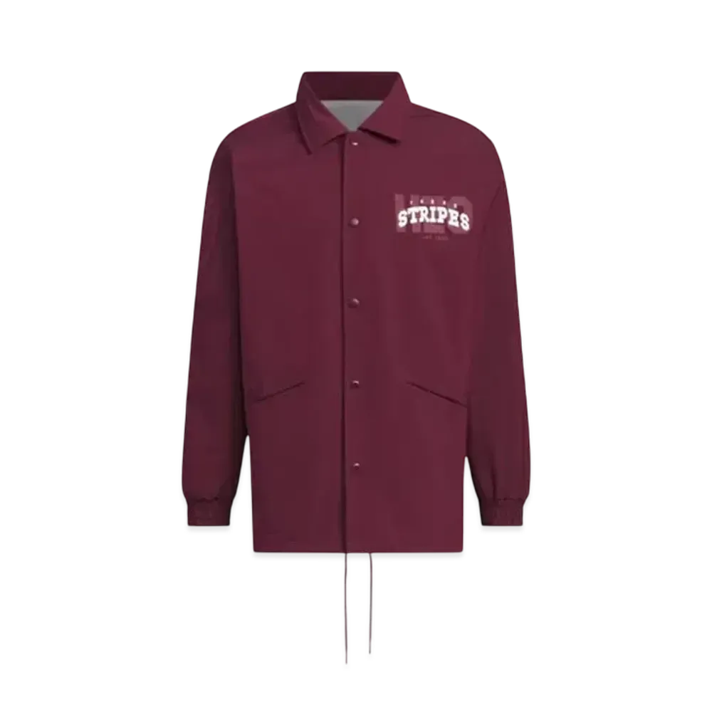 adidas College Pack Loose Fit Brushed Tricot Lined Woven Coach Jacket "Maroon"