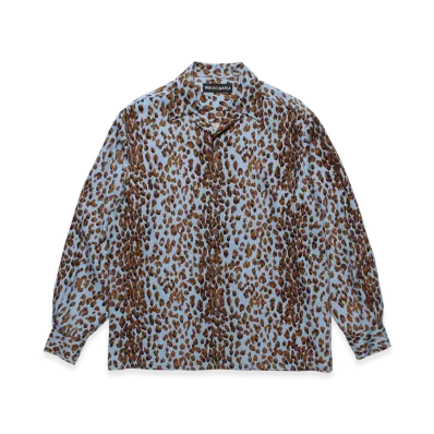 WACKO MARIA Leopard Open Collar Shirt "Blue"