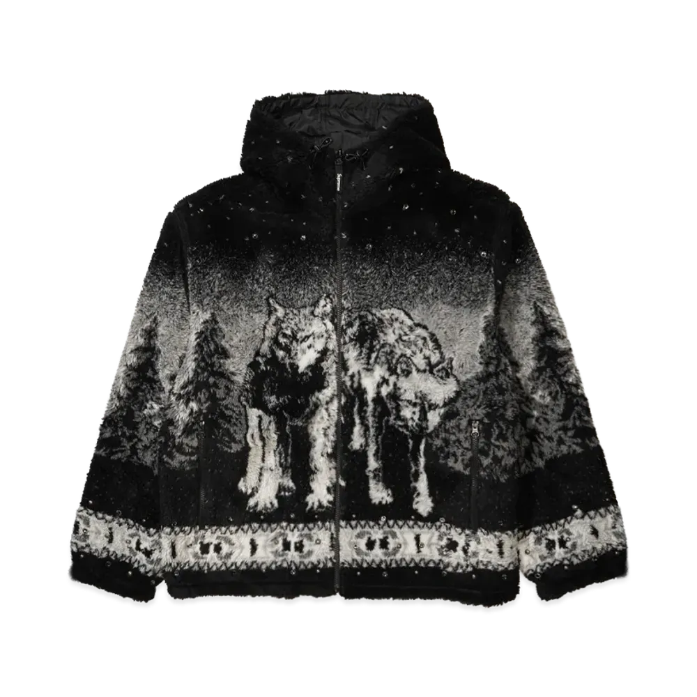 Supreme x B.B. Simon Reversible Hooded Fleece Jacket "Black"