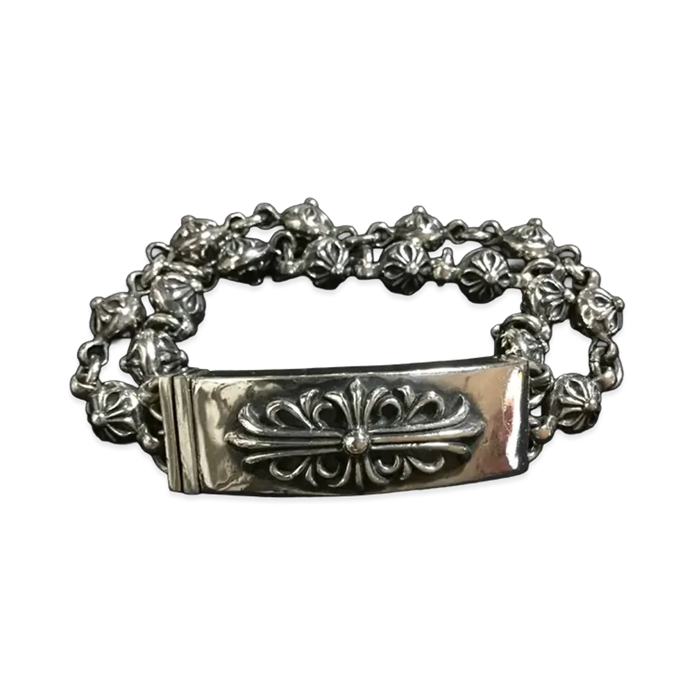Chrome Hearts Floral Cross Cross Ball Bracelet "Silver"