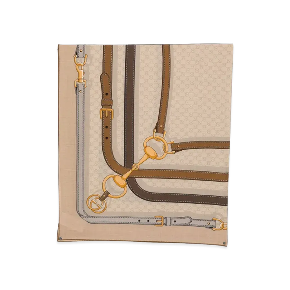 GUCCI Women's GG Jacquard Wool Scarf "Beige"