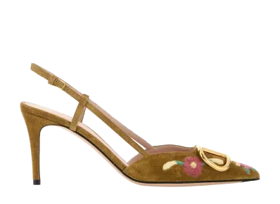 Valentino Garavani Women's Camel Suede Vlogo Signature Pumps "Camel"