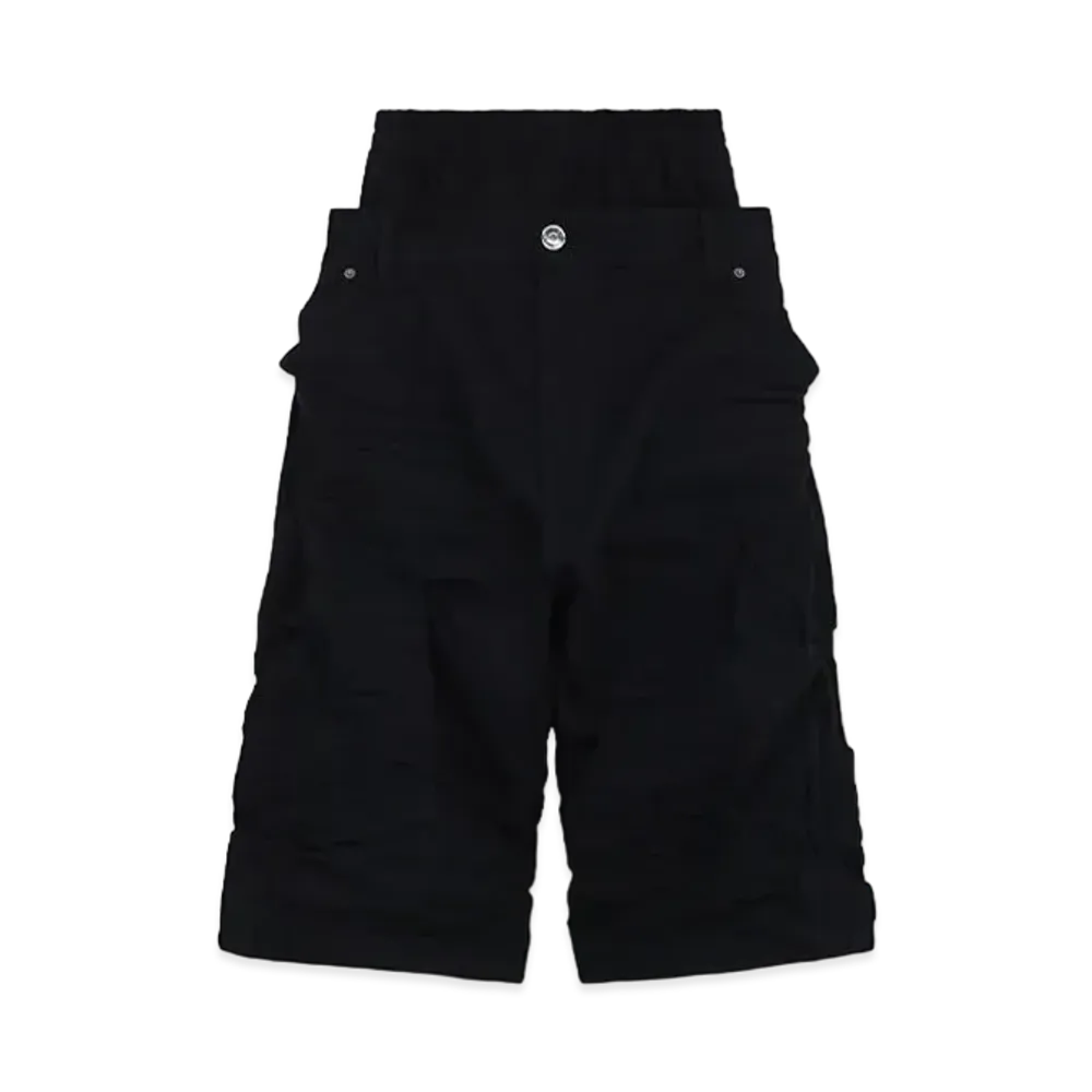 WE11DONE Crinkled Layered Denim Shorts "Black"