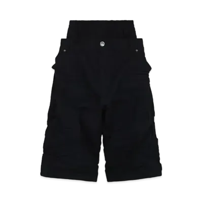 WE11DONE Crinkled Layered Denim Shorts "Black"
