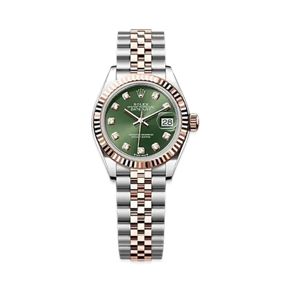 ROLEX Lady-Datejust 28mm Oystersteel & Everose Gold 279171 "Olive Green"