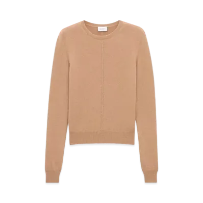 Saint Laurent Women's Openwork Sweater in Cashmere "Camel"