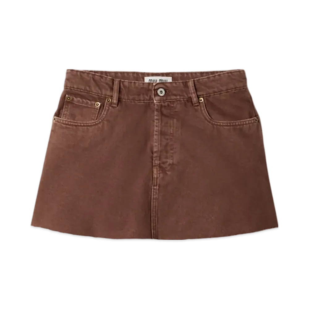 MIU MIU Women's Bull Denim Mini Skirt "Brown"