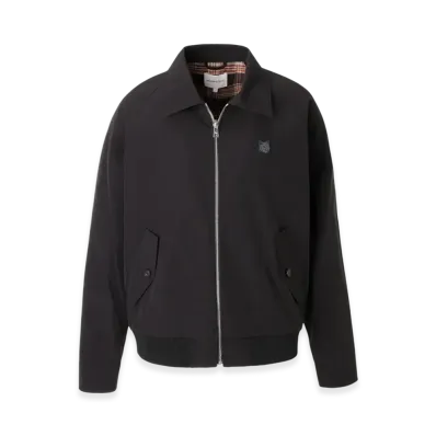Maison Kitsune Harrington Jacket In Technical Cotton Gabardine W "Black"