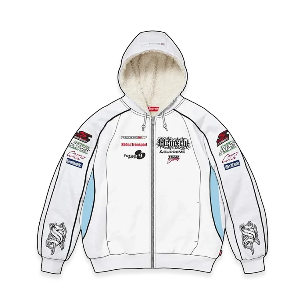 Supreme Racing Lined Zip Up Hooded Sweatshirt "Ash Grey"
