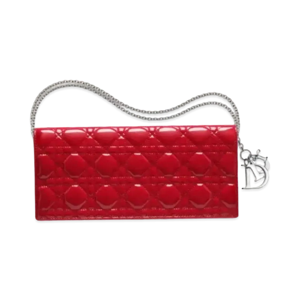 Dior Rouge Rule'S Patent Leather Lambskin Evening Bag "Red"