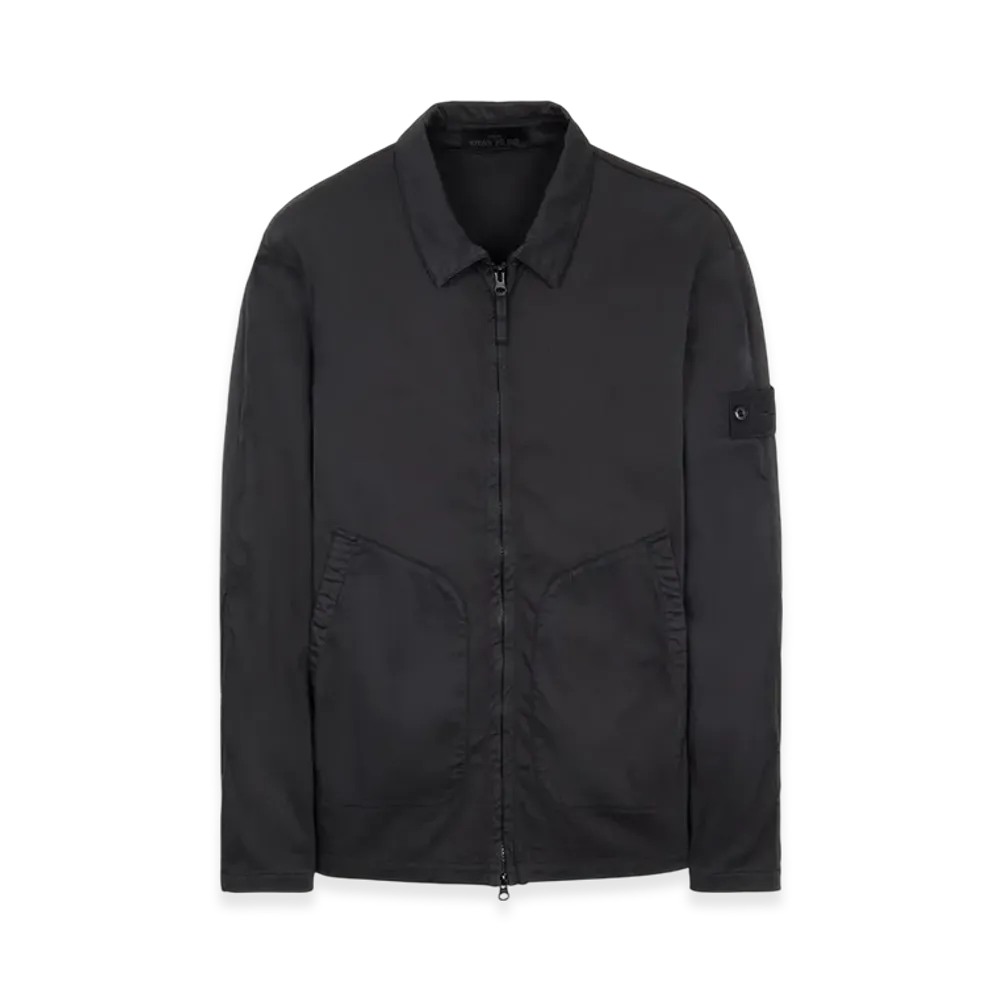 Stone Island 112F2 Ghost Piece Stretch Cotton Lyocell Satin Overshirt - 22SS "Black"