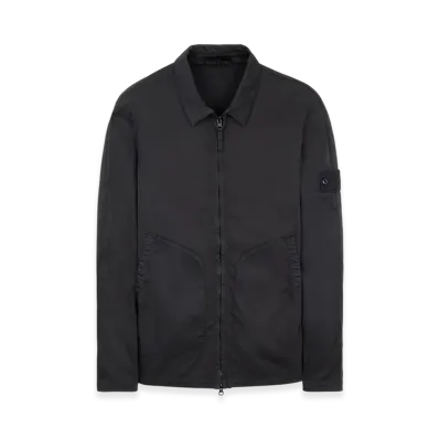 Stone Island 112F2 Ghost Piece Stretch Cotton Lyocell Satin Overshirt - 22SS "Black"