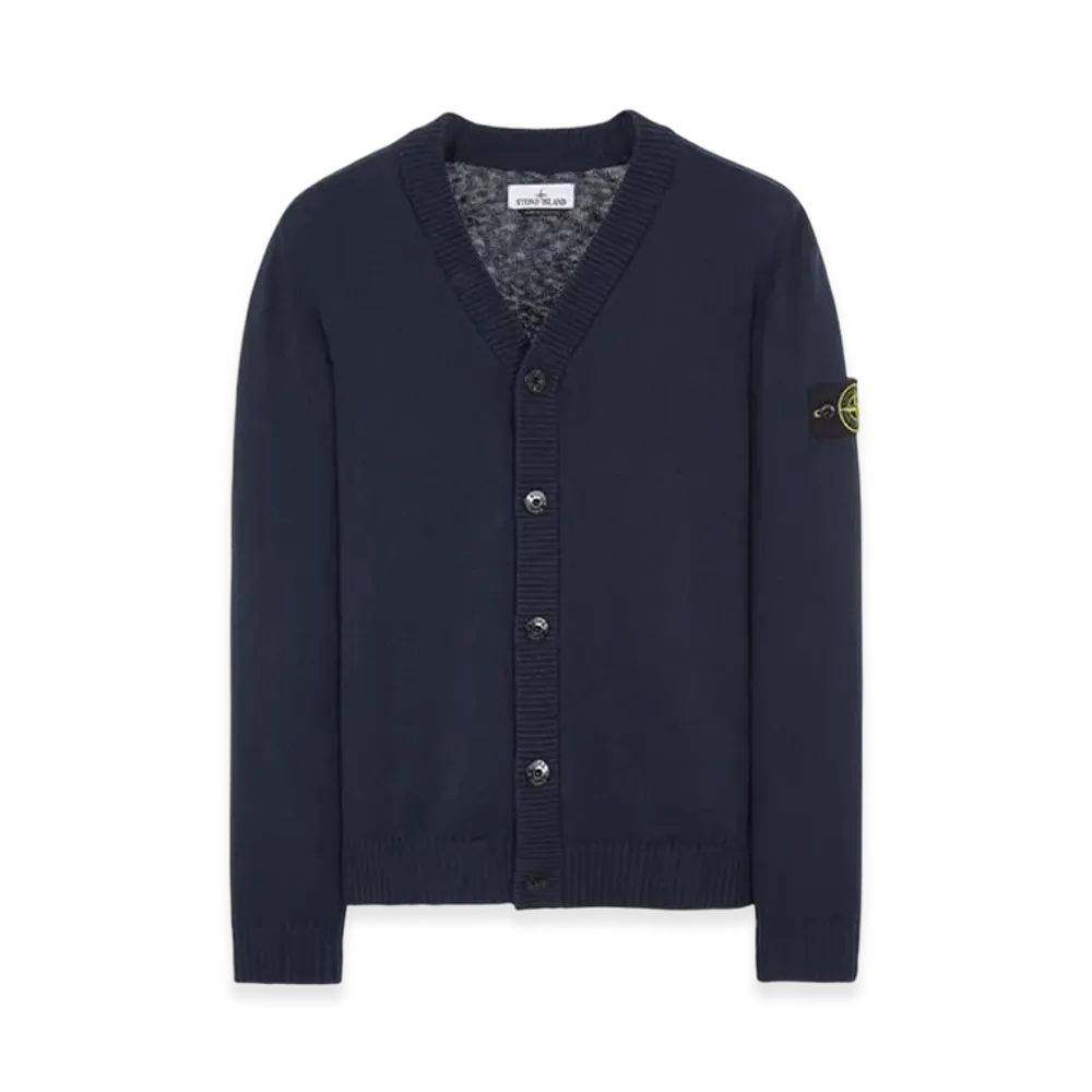Stone Island 549B0 Logo Patch V-Neck Knit Cardigan - 23SS "Navy Blue"