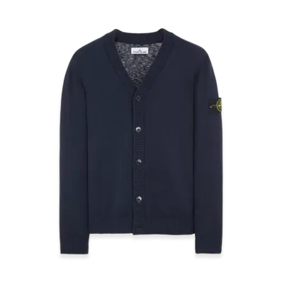 Stone Island 549B0 Logo Patch V-Neck Knit Cardigan - 23SS "Navy Blue"