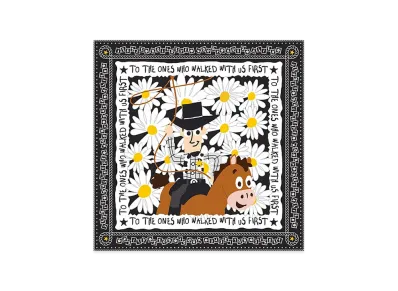PEACEMINUSONE x Toy Story THE FIRST FAN Scarf 01 Silk "Black" / G-DRAGON