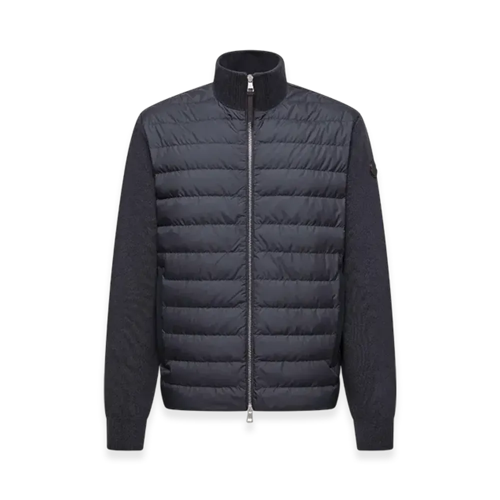 MONCLER Padded Wool & Cashmere Zip-Up Cardigan "Blue"