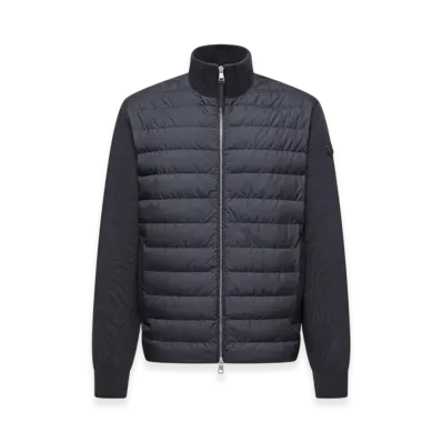 MONCLER Padded Wool & Cashmere Zip-Up Cardigan "Blue"