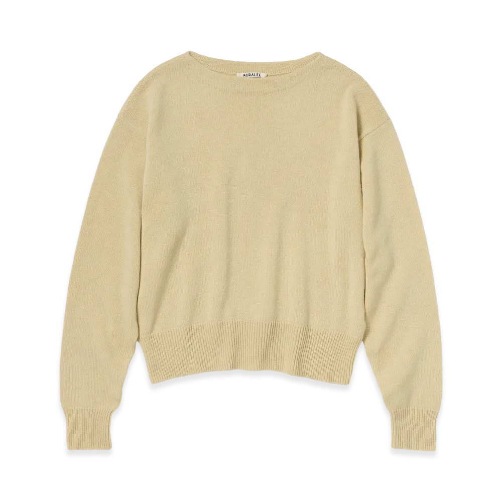 AURALEE Light Cashmere Knit Boat Neck P/O "Ecru"