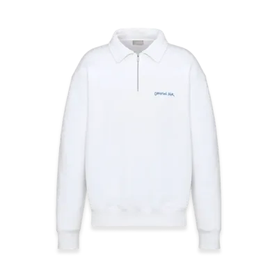 Dior Cotton Fleece Christian Dior Tag Sweatshirt with Zipped Collar Oversized Fit "White"
