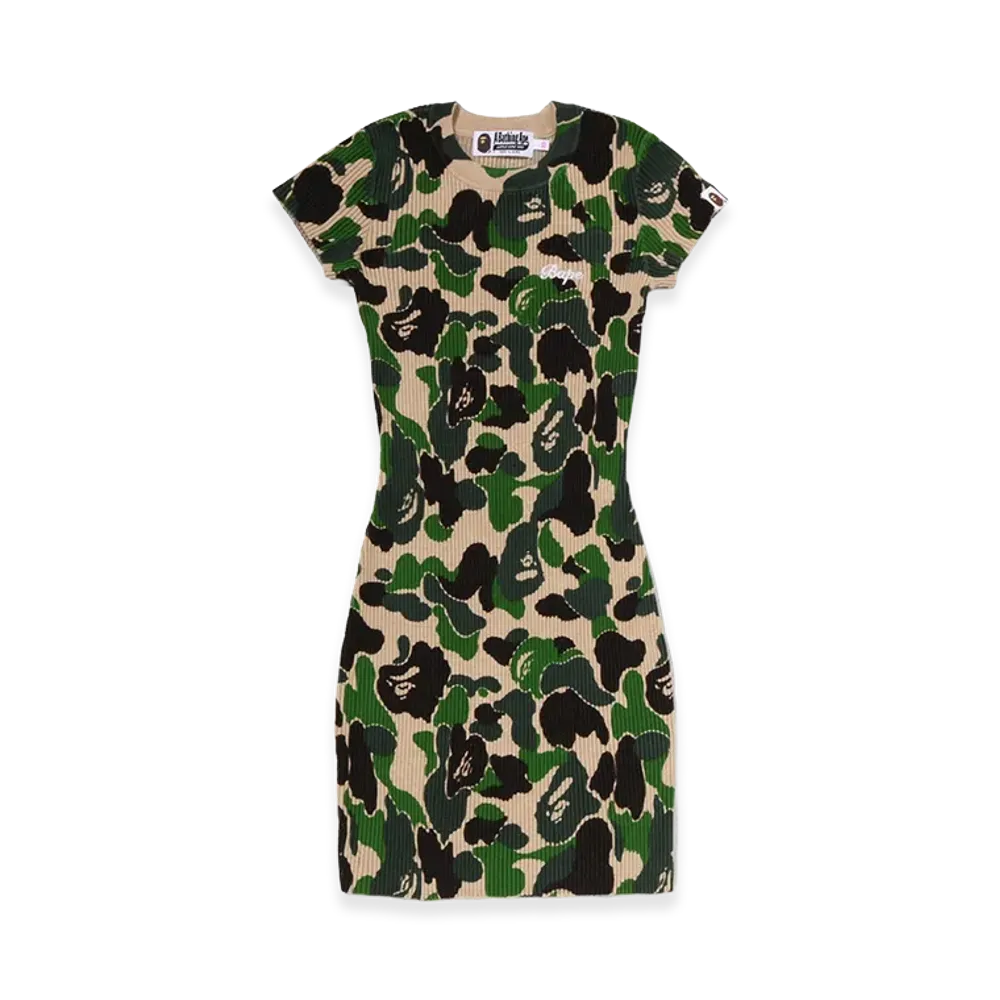 A BATHING APE Women's ABC Camo Bape Logo Rib Onepiece "Green"