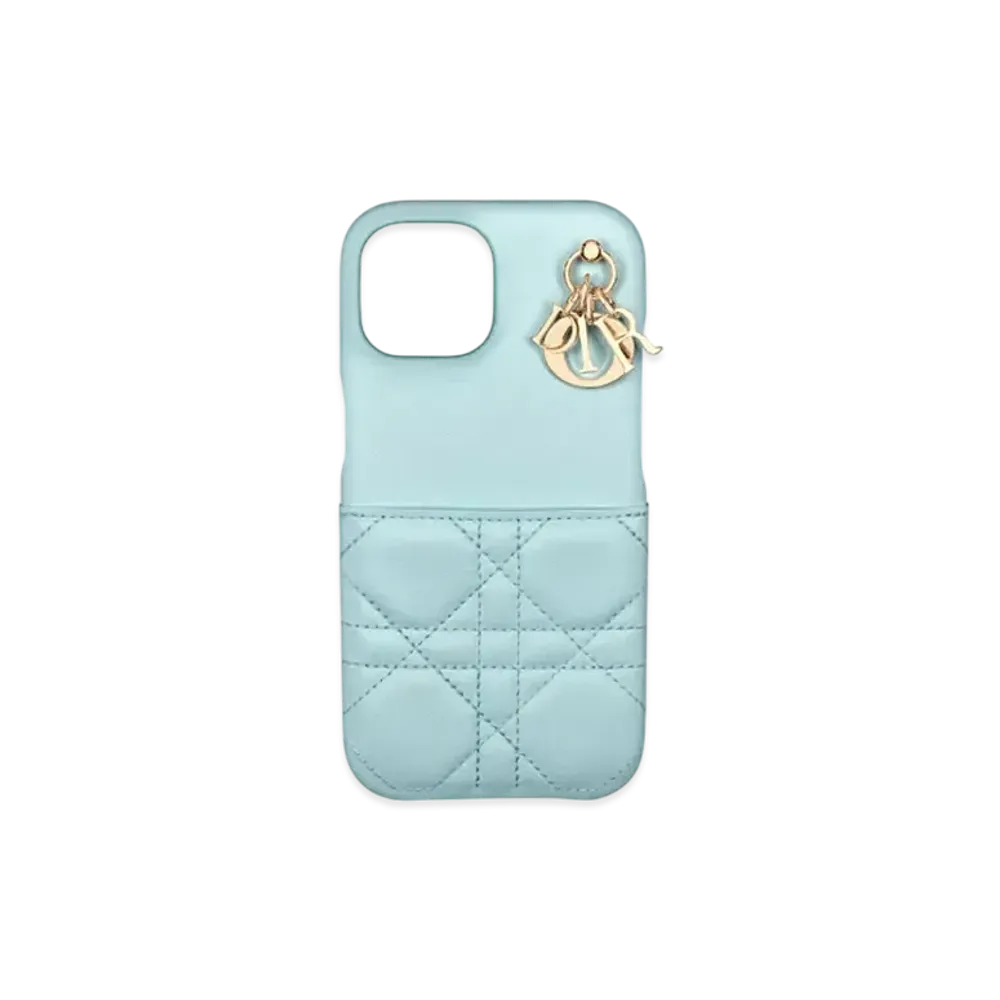 Dior Lady Dior iPhone 15 Case Cannage Lambskin Japan Exclusive "Celestial Blue"