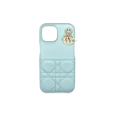 Dior Lady Dior iPhone 15 Case Cannage Lambskin Japan Exclusive "Celestial Blue"