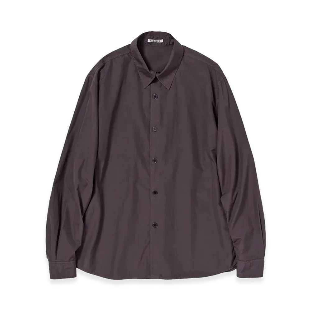 AURALEE Garment-Dyed Finx Shuttle Weather Shirt "Dark Brown"